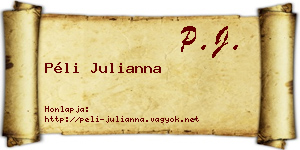 Péli Julianna névjegykártya